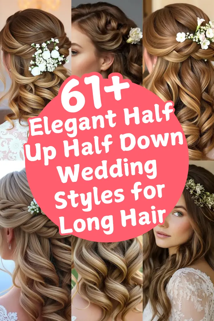 61+ Elegant Half Up Half Down Wedding Styles for Long Hair