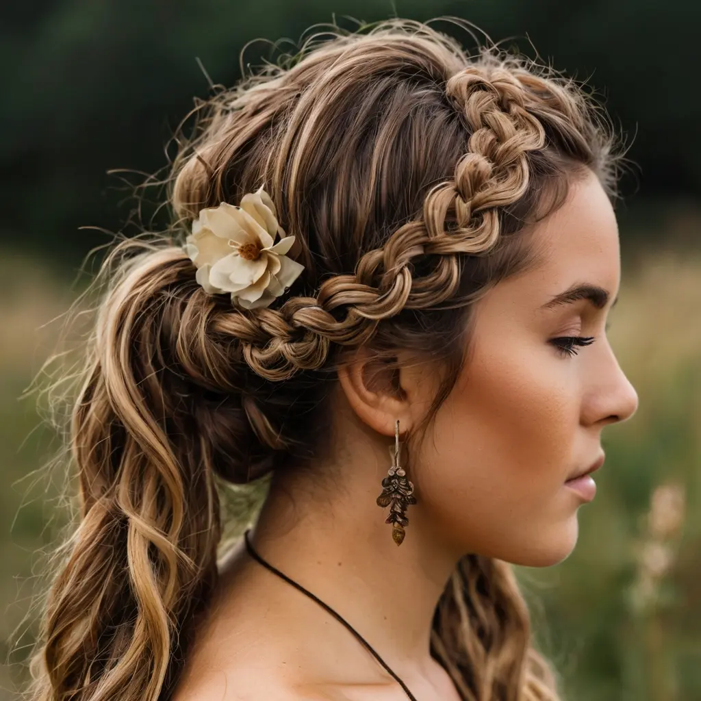 Boho Chic Half Up Half Down Bun Hairstyles01