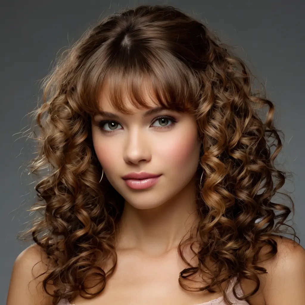 Curly Half Updos with Bangs02