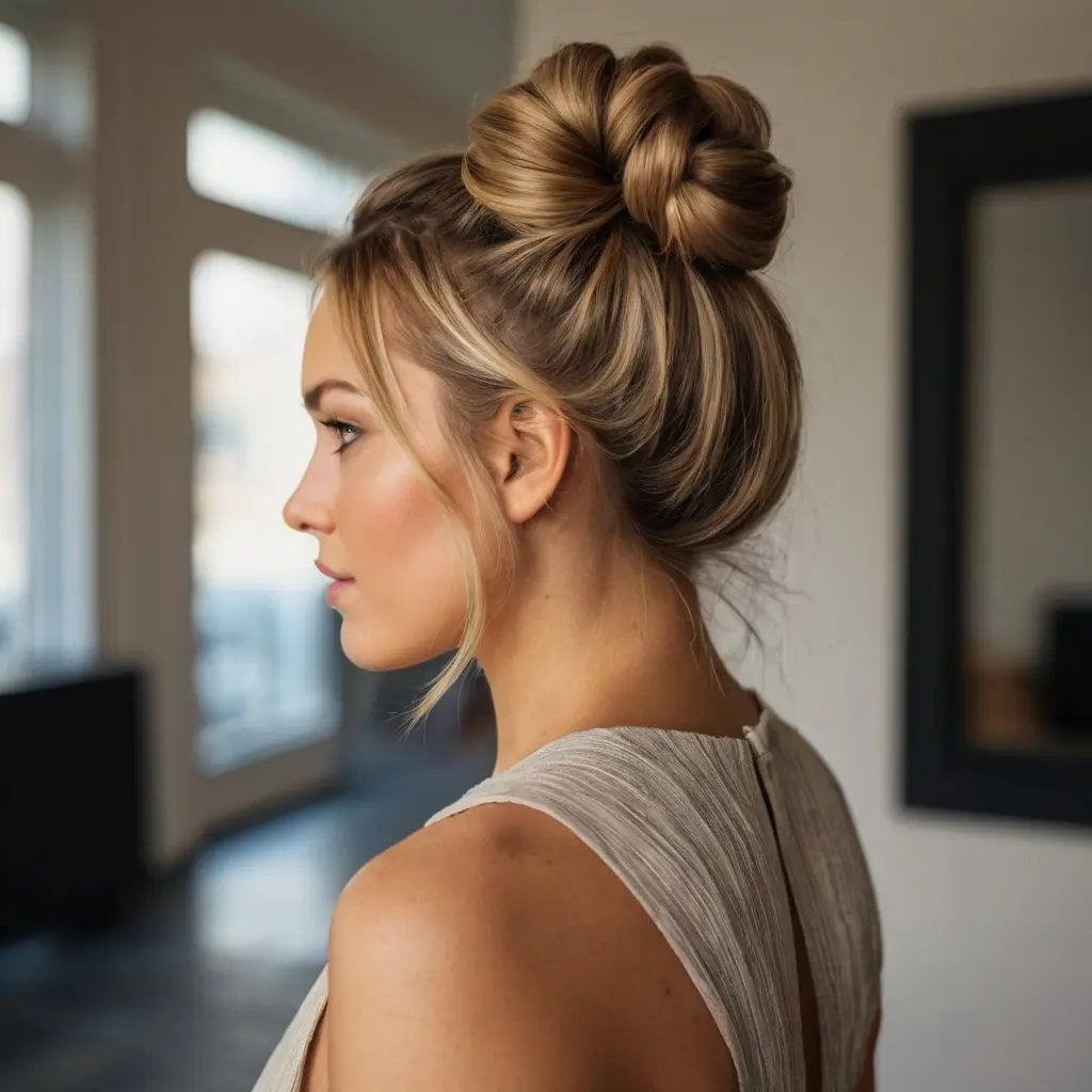 Easy Half Up Half Down Bun Hairstyles for Busy Mornings02