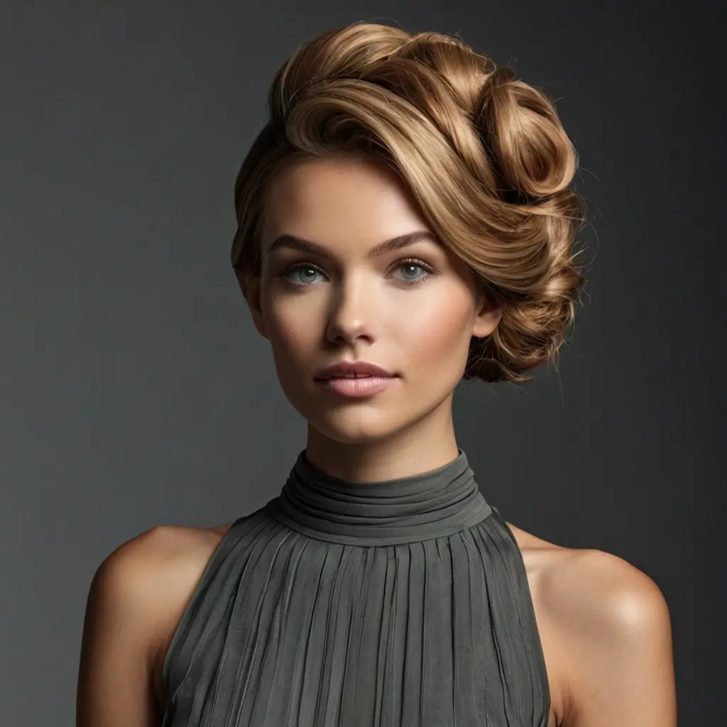 Short Silk Press Updo Hairstyles01