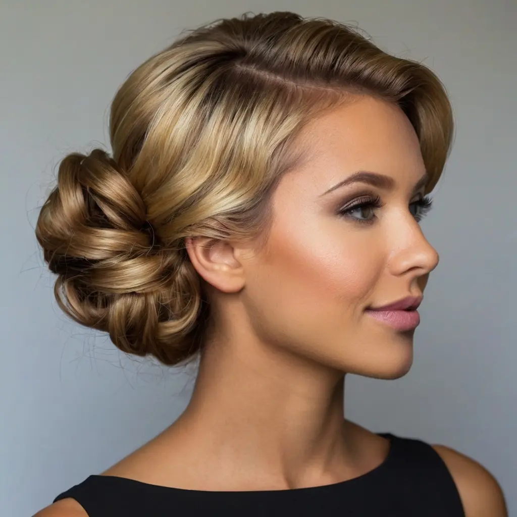 Short Silk Press Updo Hairstyles02