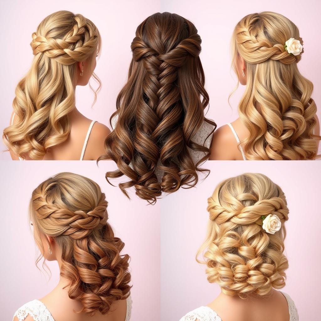 braided half up half down curly hairstyles