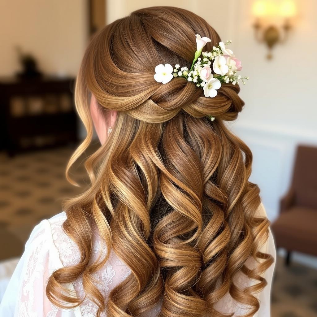 curly half up half down hair