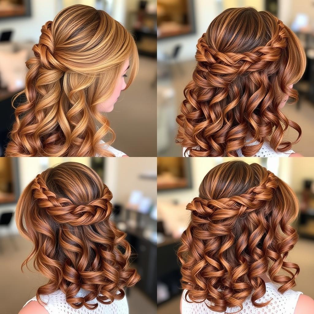 curly half updos for medium length hair