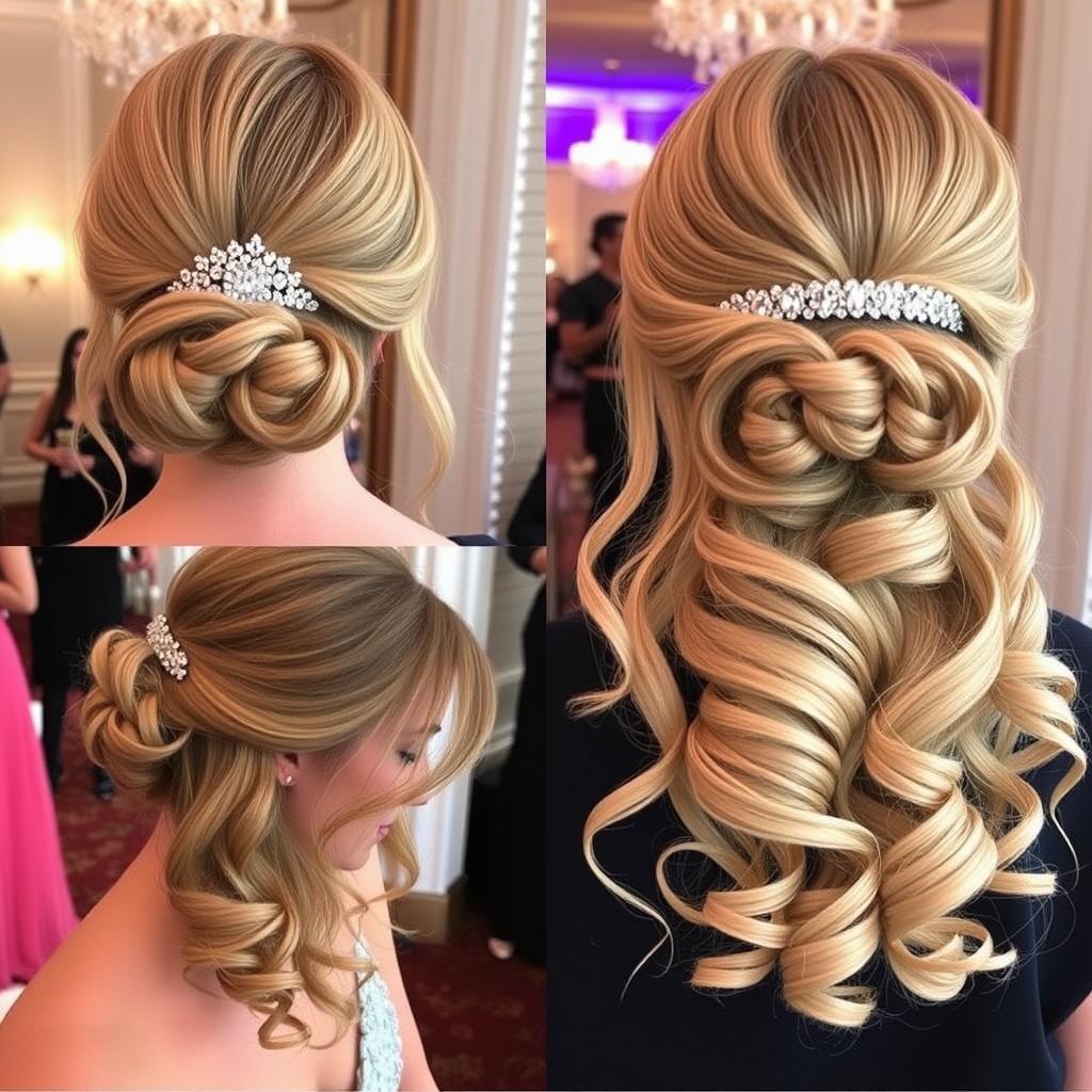 half up half down bun prom hairstyles