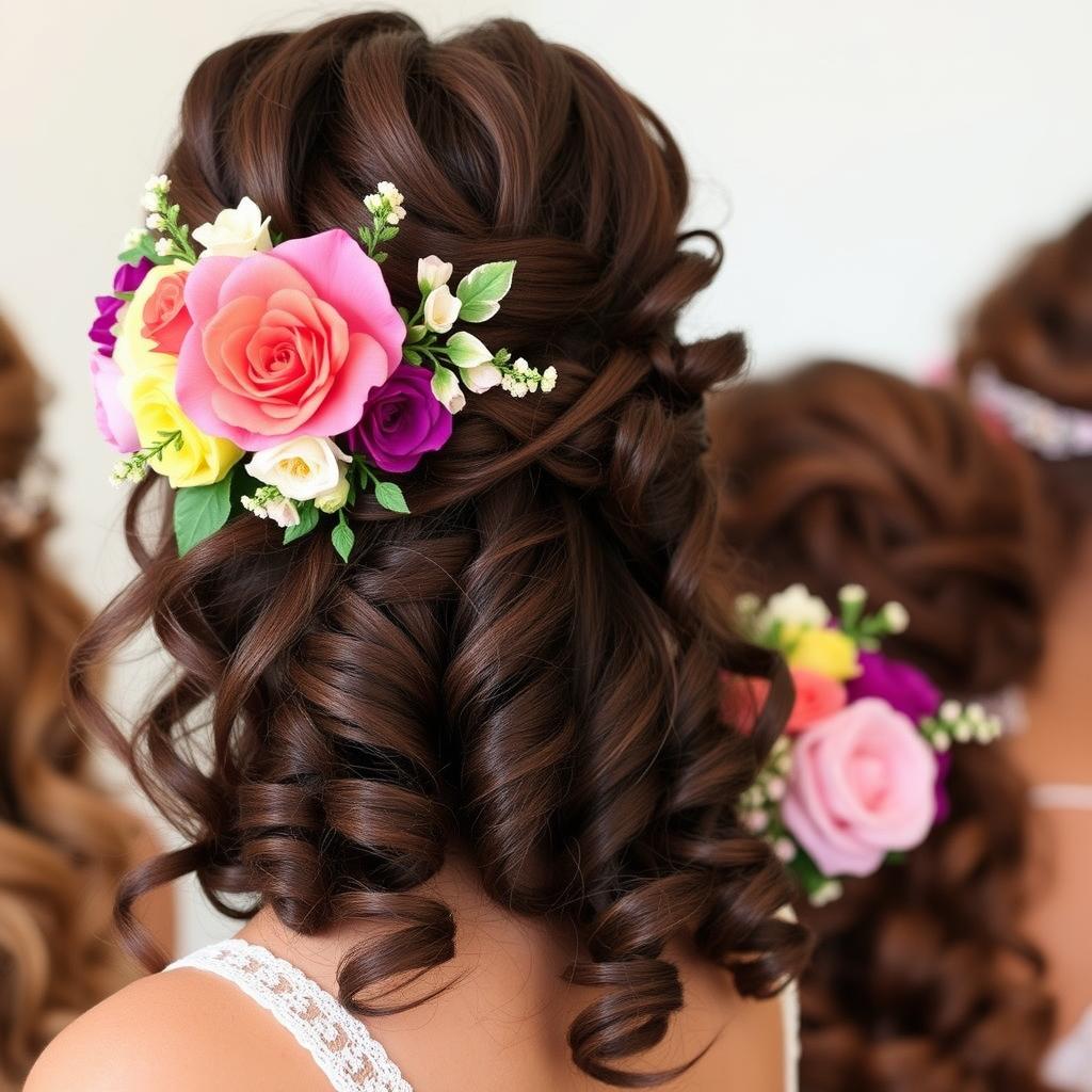 half up half down curly hairstyles with accessories