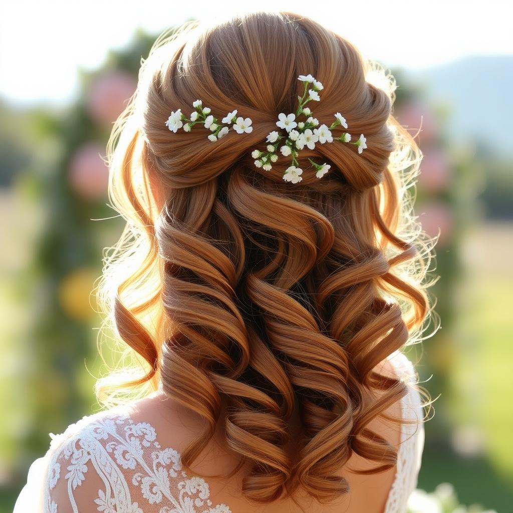 half up half down curly wedding hair