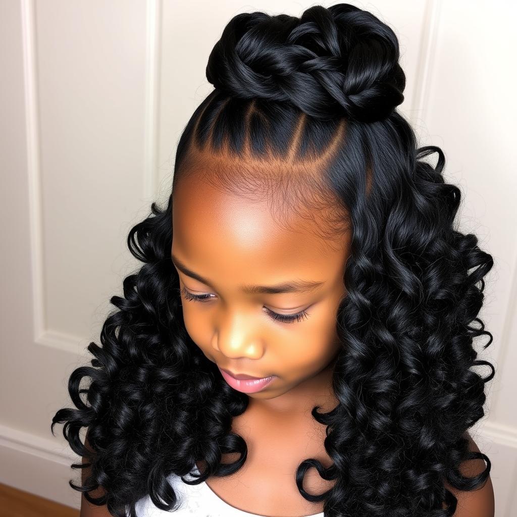 half up half down hairstyle black girl