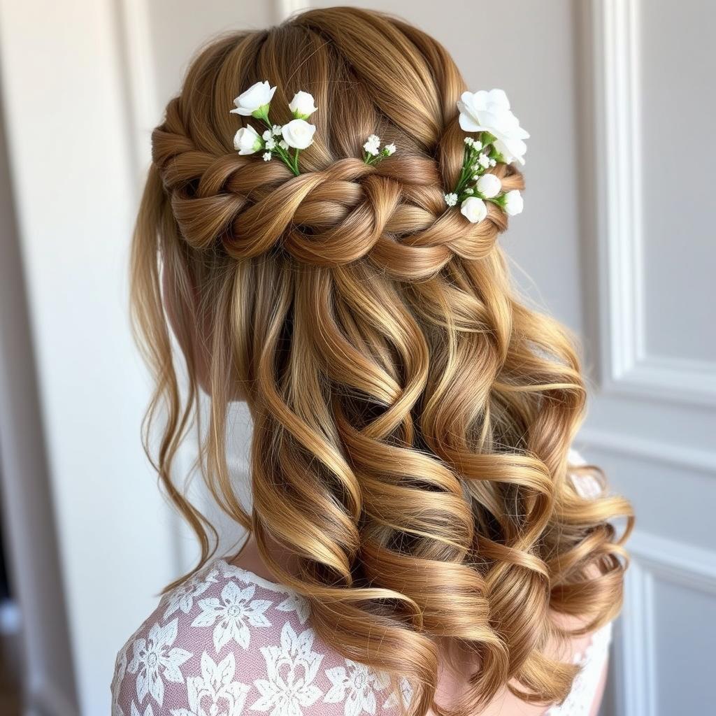 half up half down wedding hair long