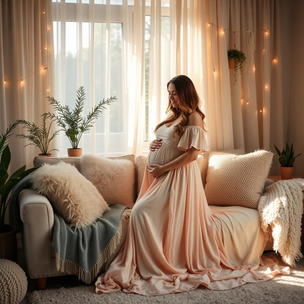 indoor maternity photoshoot