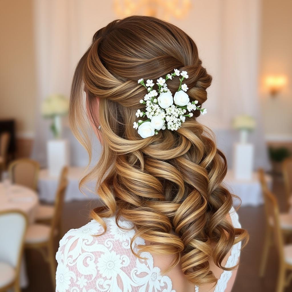 long hair half up half down wedding hairstyles
