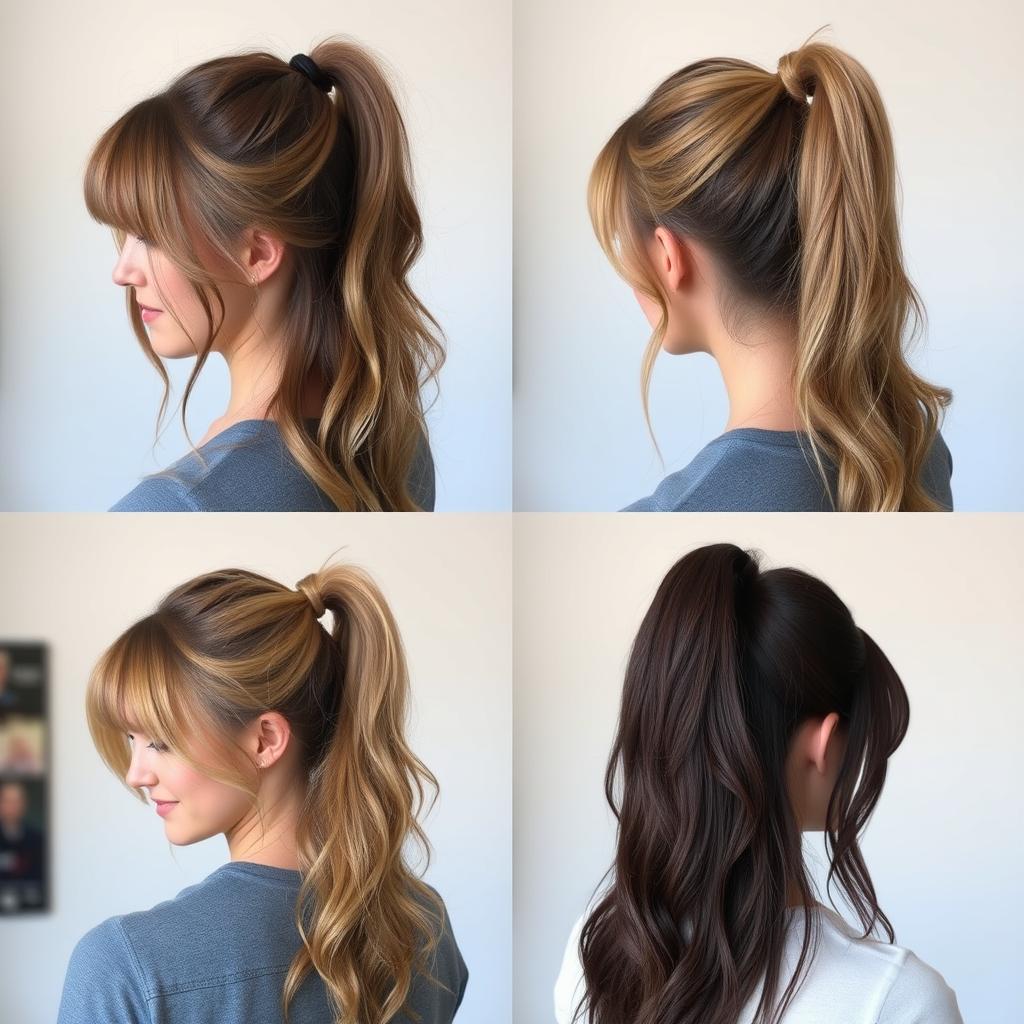 messy ponytail hairstyles with bangs