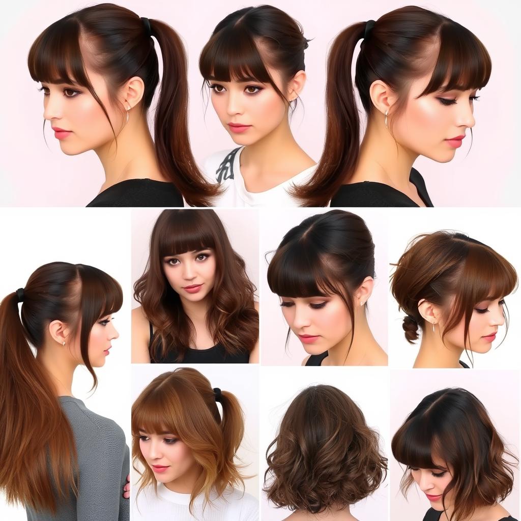 short ponytail hairstyles with bangs