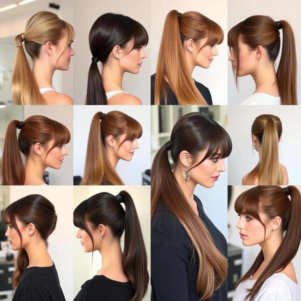 sleek ponytail hairstyles with bangs