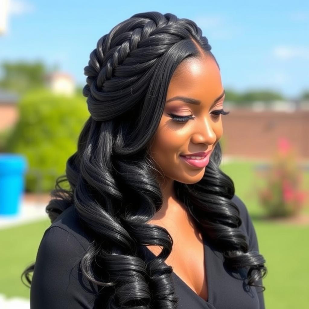 weave half up half down black hairstyles