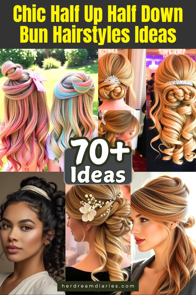 70+ Chic Half Up Half Down Bun Hairstyles Ideas