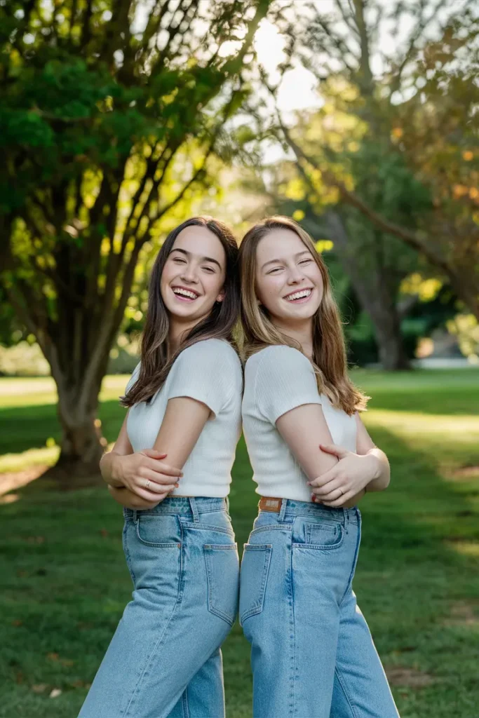15+ Stylish & Simple Sisters Photoshoot Poses for Instagram-Worthy Shots 3 Back to Back Pose
