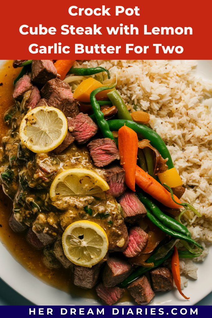 Crock Pot Cube Steak with Lemon Garlic Butter For Two