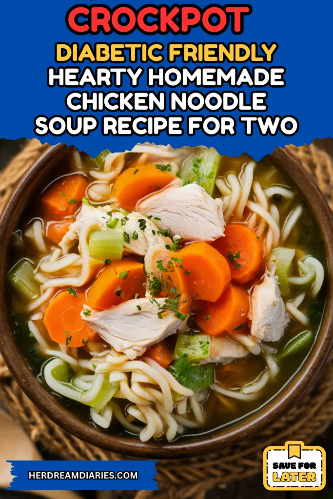 Crockpot Diabetic Friendly Hearty Homemade Chicken Noodle Soup Recipe For Two