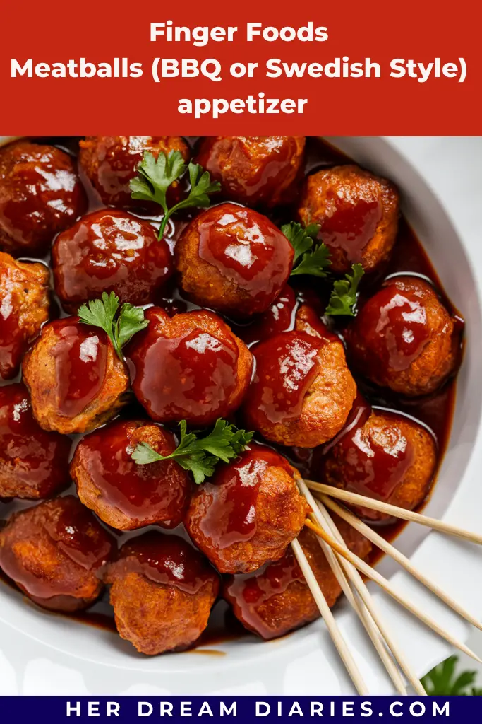 Finger Foods Meatballs BBQ or Swedish Style appetizer
