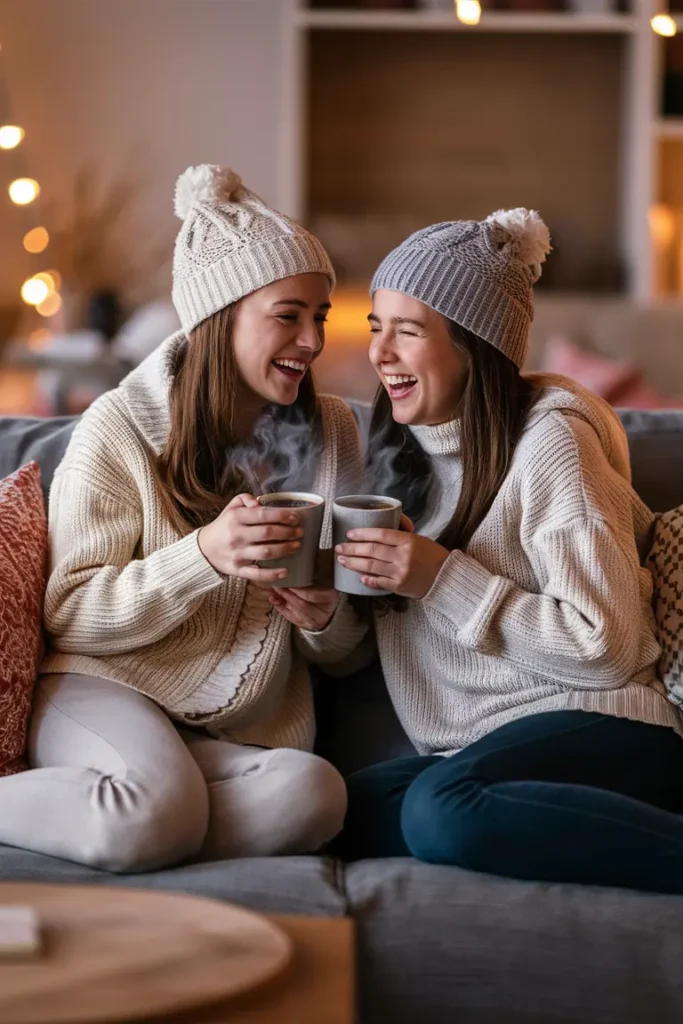 15+ Stylish & Simple Sisters Photoshoot Poses for Instagram-Worthy Shots 13 Laughing Pose