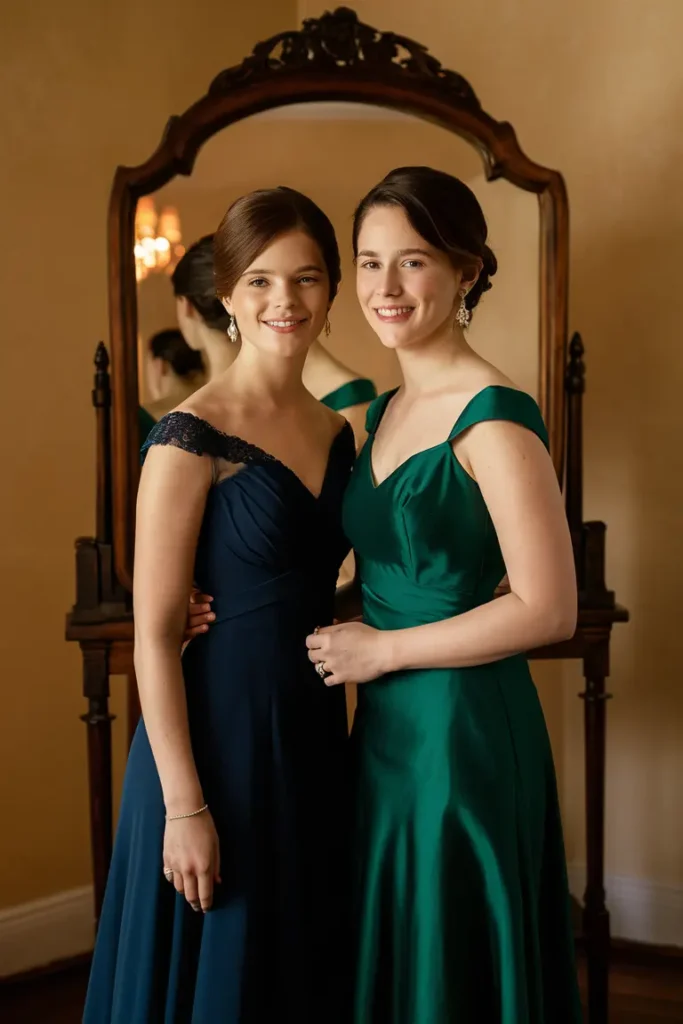 15+ Stylish & Simple Sisters Photoshoot Poses for Instagram-Worthy Shots 14 Mirror Pose