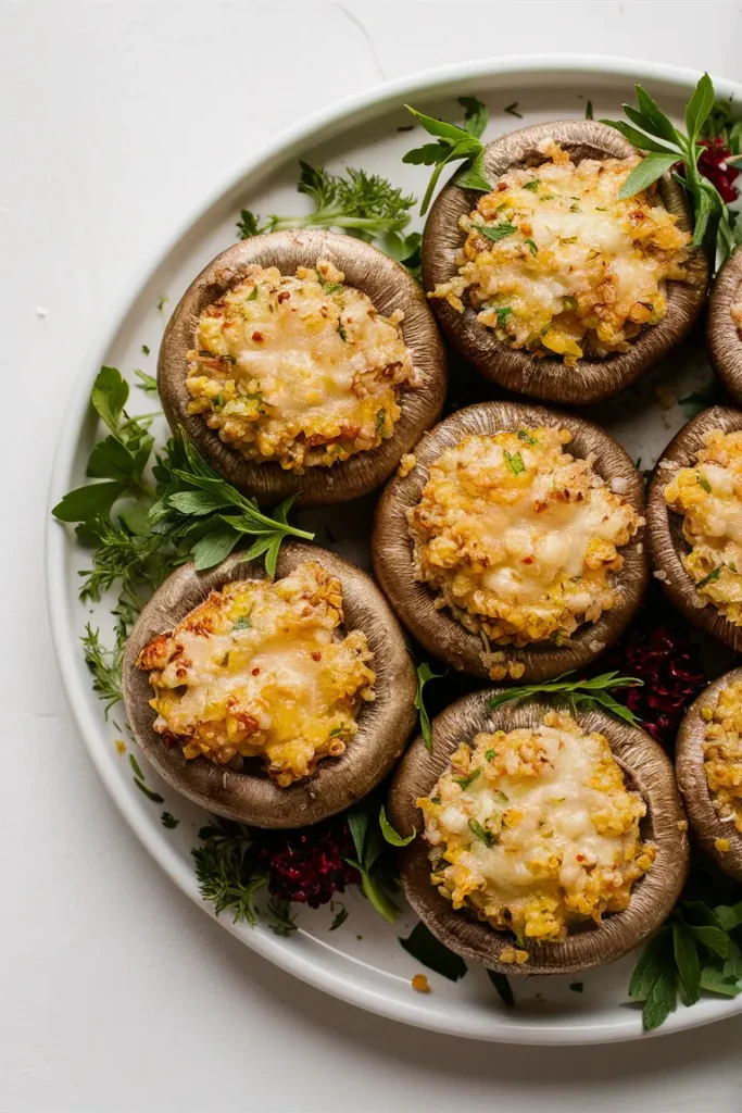 Mushroom Burgers with Cheesy Quinoa