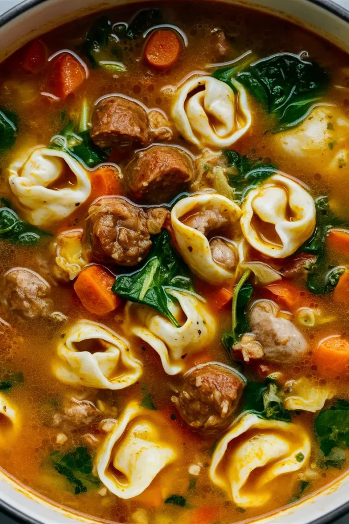 32 Crockpot Italian Recipes 7 Italian Sausage and Tortellini Soup