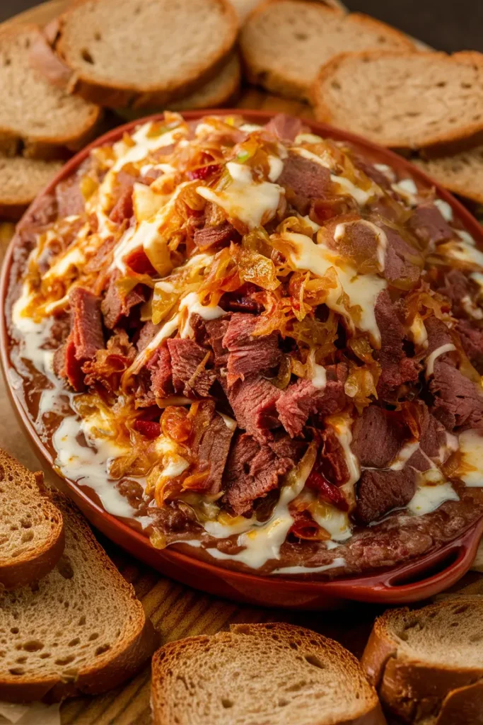 32 Delicious Little Dipper Crockpot Recipes Perfect for Any Party 4 Reuben Dip